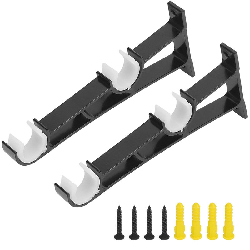 Ensemble de 2 supports de tringle à rideaux pour le mur, crochets de support de tringle à rideaux double pour tringle de 1 pouce