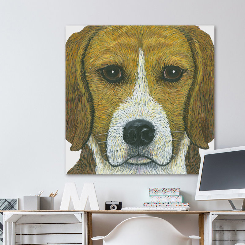« beagle », reproduction d’art sur toile tendue, H 18 po x l 18 po x P 1,5 po