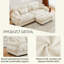 Canapé double en velours avec accoudoirs coussinés, repose-pieds, coussins lombaires et coussins décoratifs-288527143