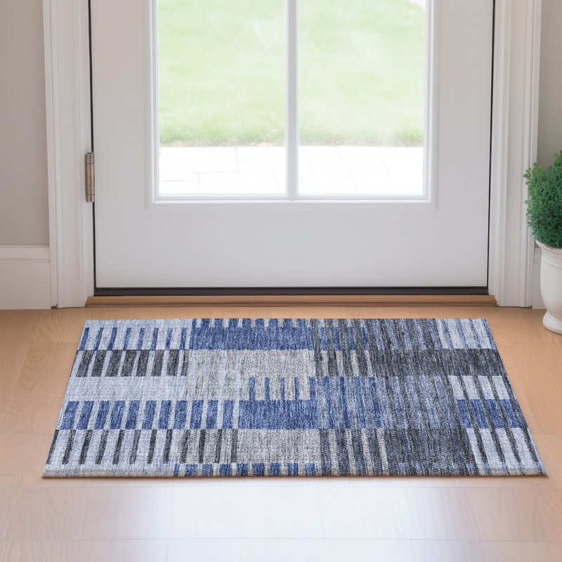 Premium Machine Washable Prisco Blue Rug, Rectangle 1'8" x 2'6"