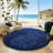 Navy Blue Round Shag Rug Non-Slip Long-Pile Round Rug 6 ft Silk-Blend Rug Round Shag Rug Perfect for Teen Rooms Ideal for Bedrooms Suitable for Living Rooms Antibacterial Durable Material-560752770-555472343