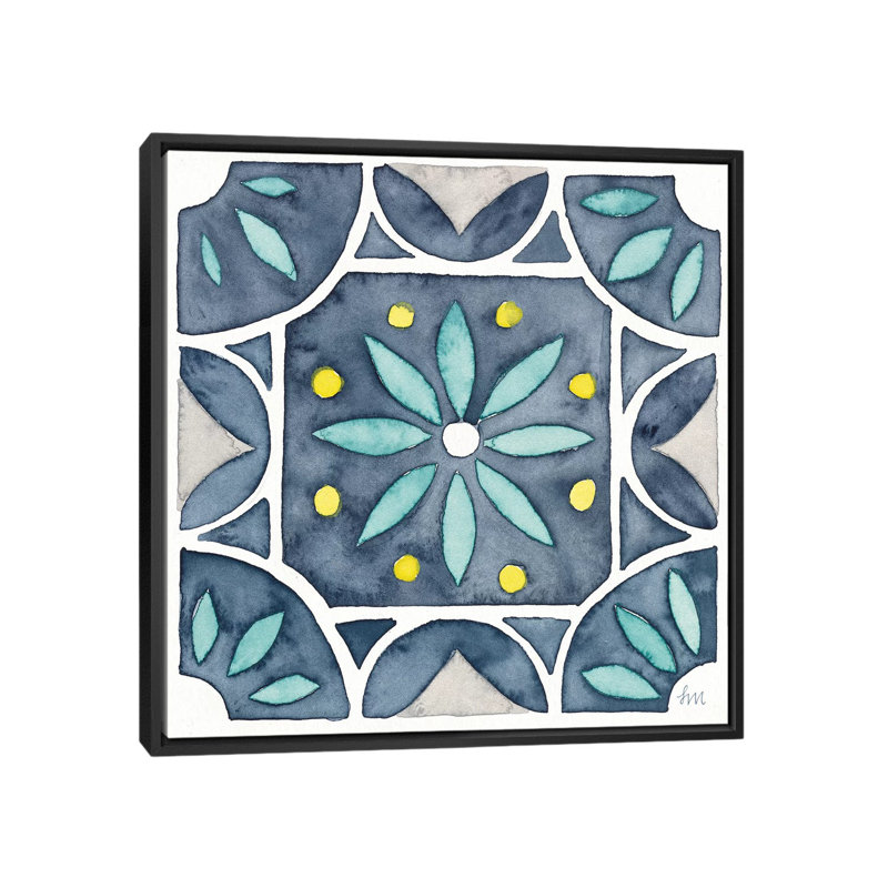 «Garden Getaway Tile VIII Blue» par Laura Marshall - impression sur toile tendue, H 18 po x l 18 po x P 1,5 po, Pas de tapis
