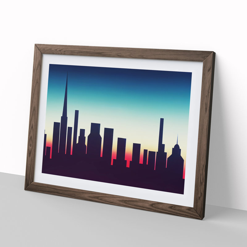 Splendid Skyscraper Skyline - Framed Print, 34cm H x 46cm W x 2cm D, Walnut