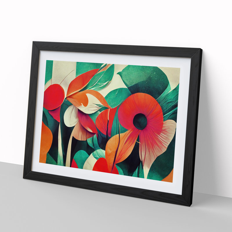 Flowers Abstract Vol.8 1 Piece Single Picture Frame Painting, 25cm H x 34cm W x 2cm D, Black