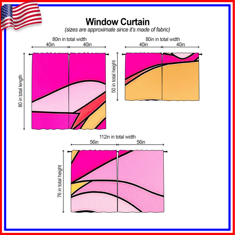 Rideaux abstraits abstraits et transparents - 2 panneaux, 20in x 80in - 2 panels, Transparent