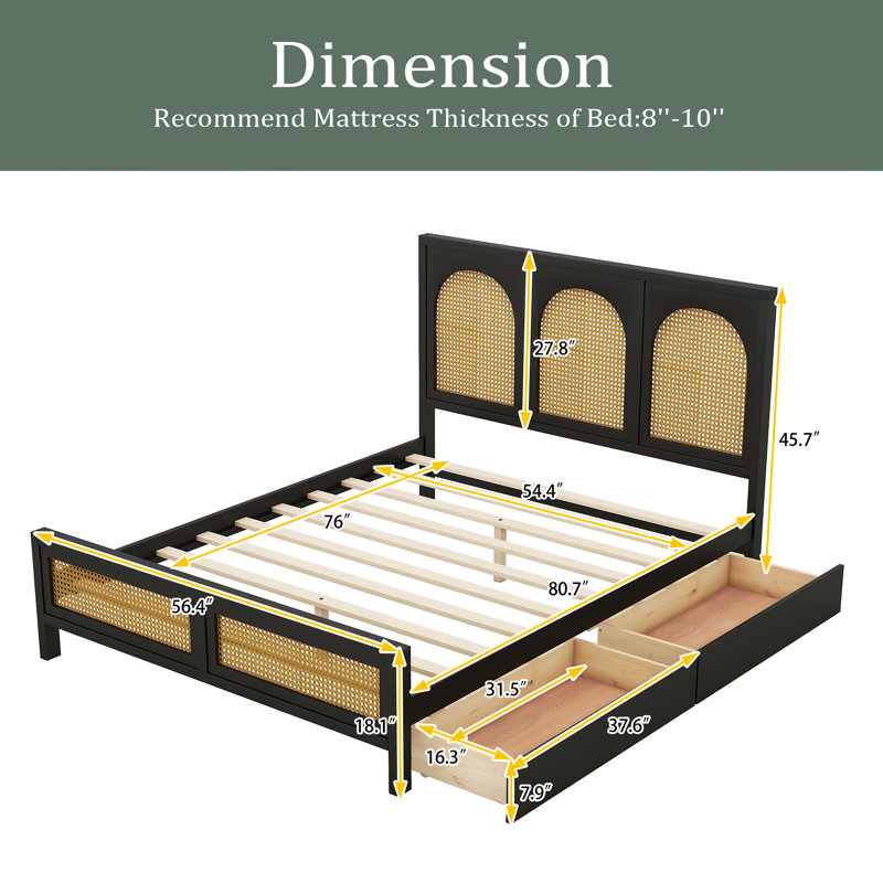 Lit plateforme avec rangement Altovise, Double, Blanc