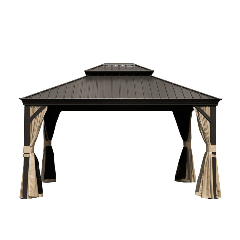 Pavillon de jardin avec auvent double en acier galvanisé