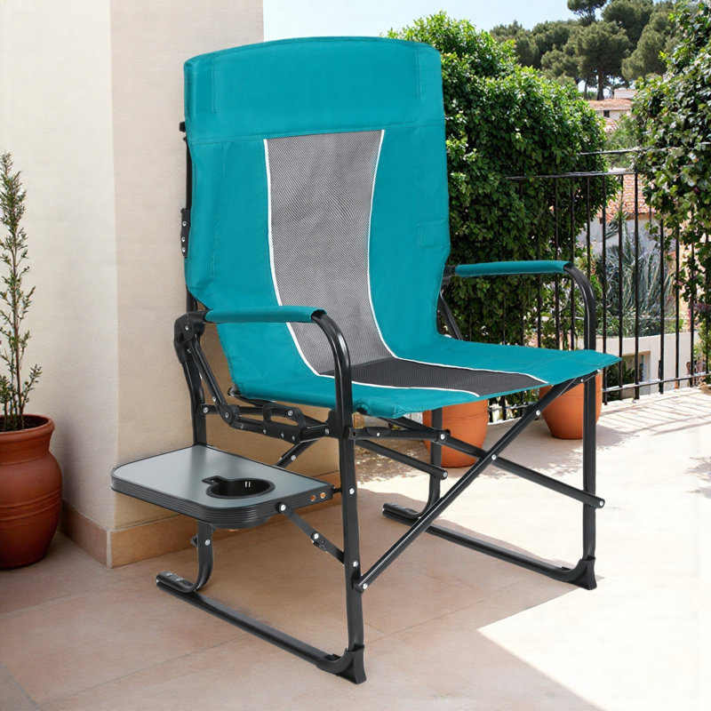 Comfort Heavy Duty Camping Chair with Side Table – Portable Folding Directors Chair for Outdoor, Beach, Backyard & Tailgating
