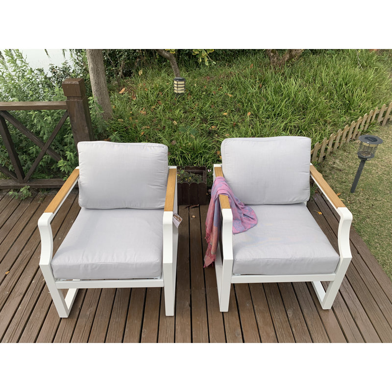 Gisan Outdoor Lounge Chair with Ottoman, White