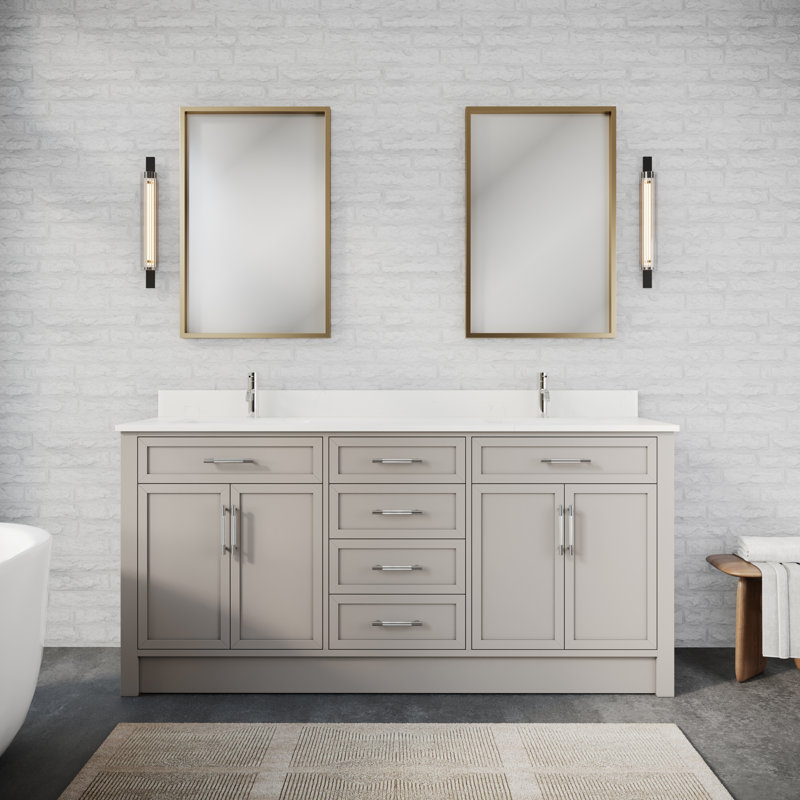 Smithshire 72 po Meuble-lavabo avec tiroir, Gris chaleureux