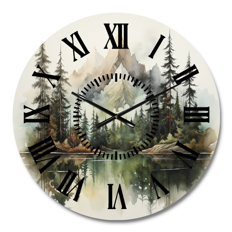 Horloge murale Watercolor Mountain Dreamscape - Mountain, Médium