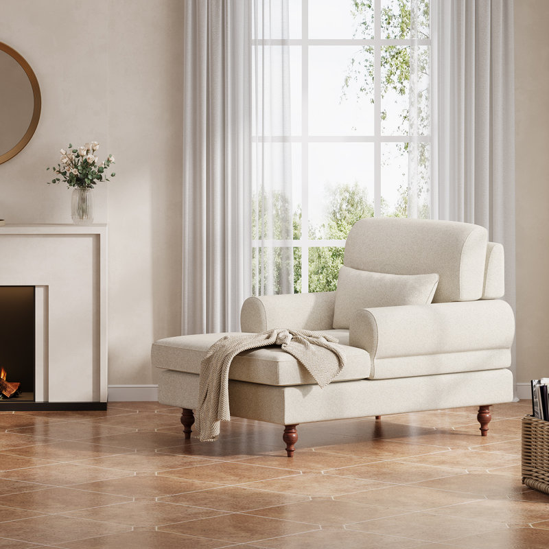 Chaise longue rembourrée avec dossier réglable, Riz blanc