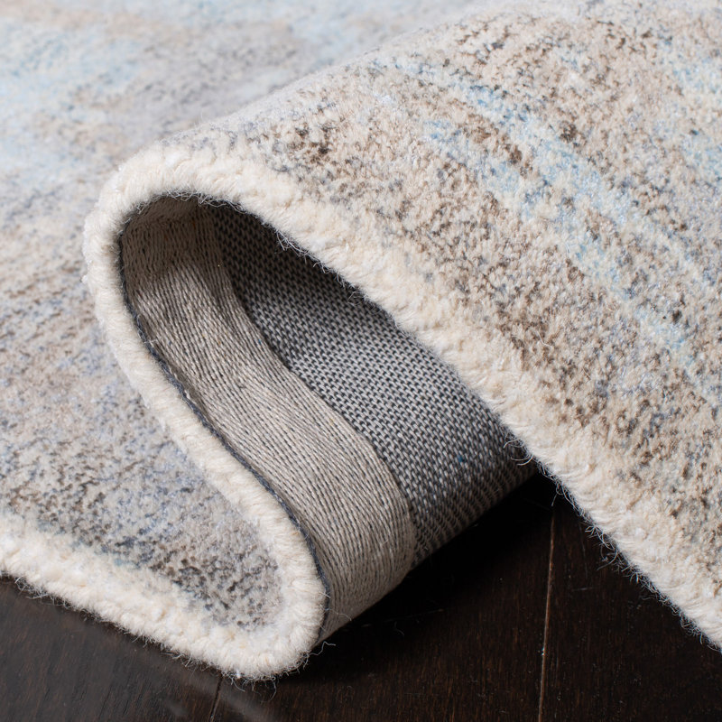 Tapis gris / ivoire en laine / viscose touffeté à la main Dendron, Carré 6 pi