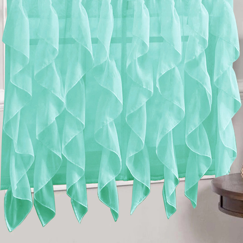 Fulda Semi Sheer Curtain Single Panel, Sea, 50" W x 108" L