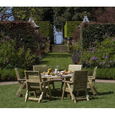 Round Redwood Solid Wood Outdoor with Umbrella Hole Dining Table
