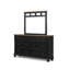 Ensemble de chambre avec grand lit 5 pièces Ginie, 2 tables de chevet USB, chêne brun rustique noir