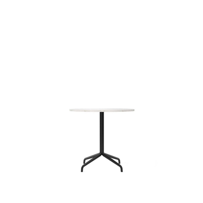 Harbour Round Oak Pedestal Dining Table, 31.5" W x 31.5" L, Standard Height, Off White Marble