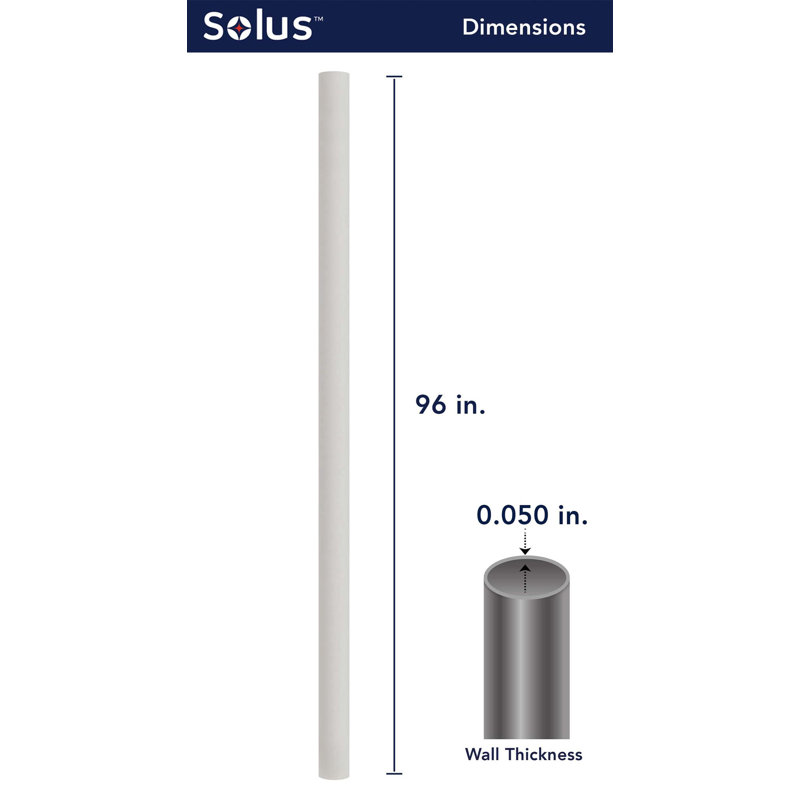 Solus 7, 8, or 10 ft. Outdoor Hardwired Direct Burial Lamp Post, White, 96" H x 3" W x 3" D