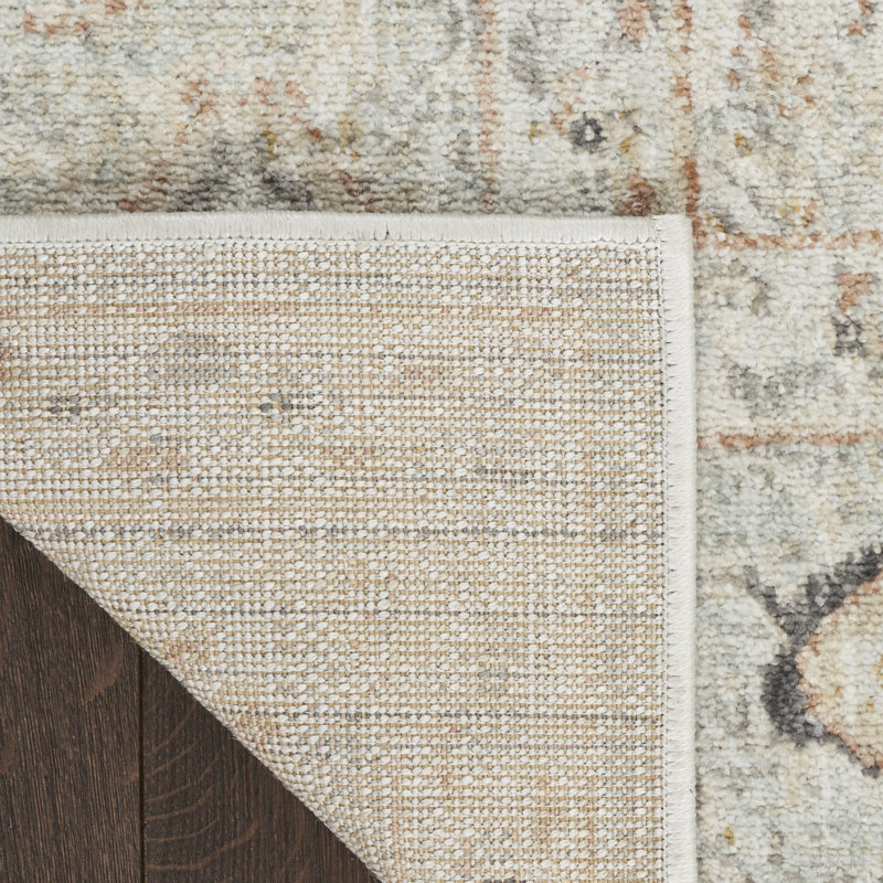 Light Grey Floral Synthetic Rectangular 5' x 7' Area Rug