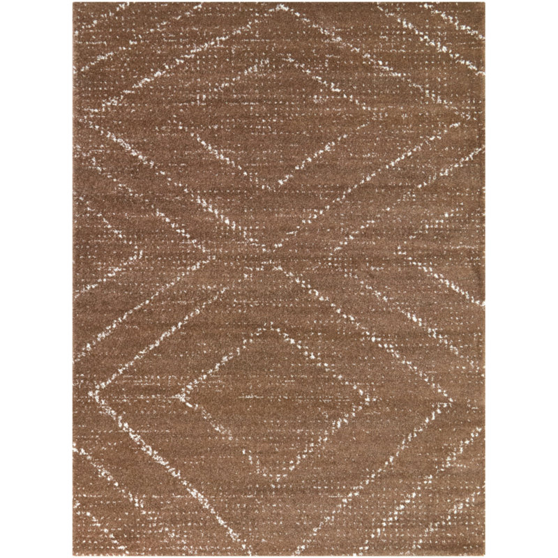 Tan Vintage Diamond Area Rug, Rectangle 7'10.5" x 10'0.1"