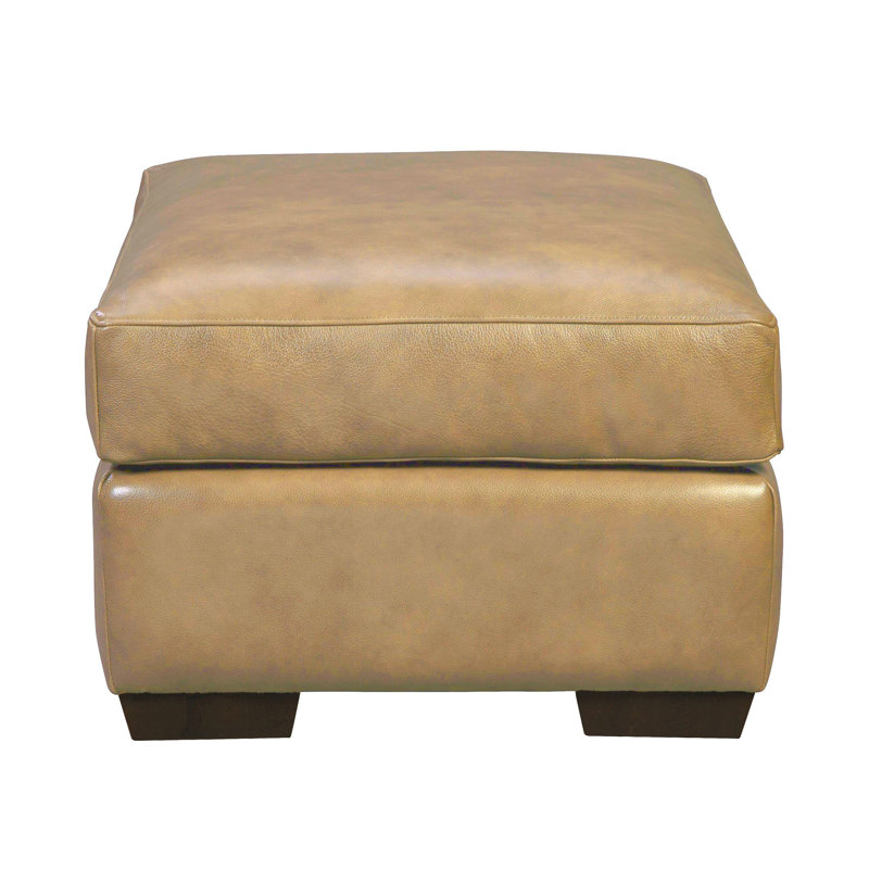 Mikyah Upholstered Ottoman, Tan Genuine Leather