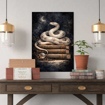 Canvas Wall Art Mystic Snake On Ancient Spell Books Wall Art Vintage Poster Print Home Decor