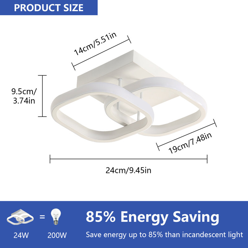 Dailee Acrylic LED Semi Flush Mount