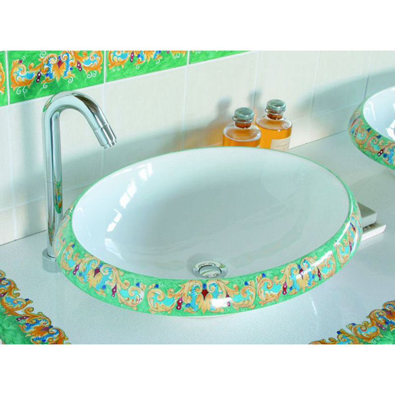 Ceramica 16.1'' L Bathroom Sink, Giglio, Sink without Single Pre-Drilled Faucet Hole