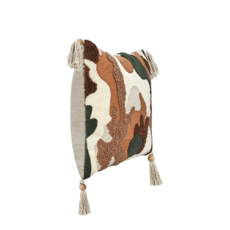 Caney 22" Linen Blend Fabric Multi-Color Throw Pillow