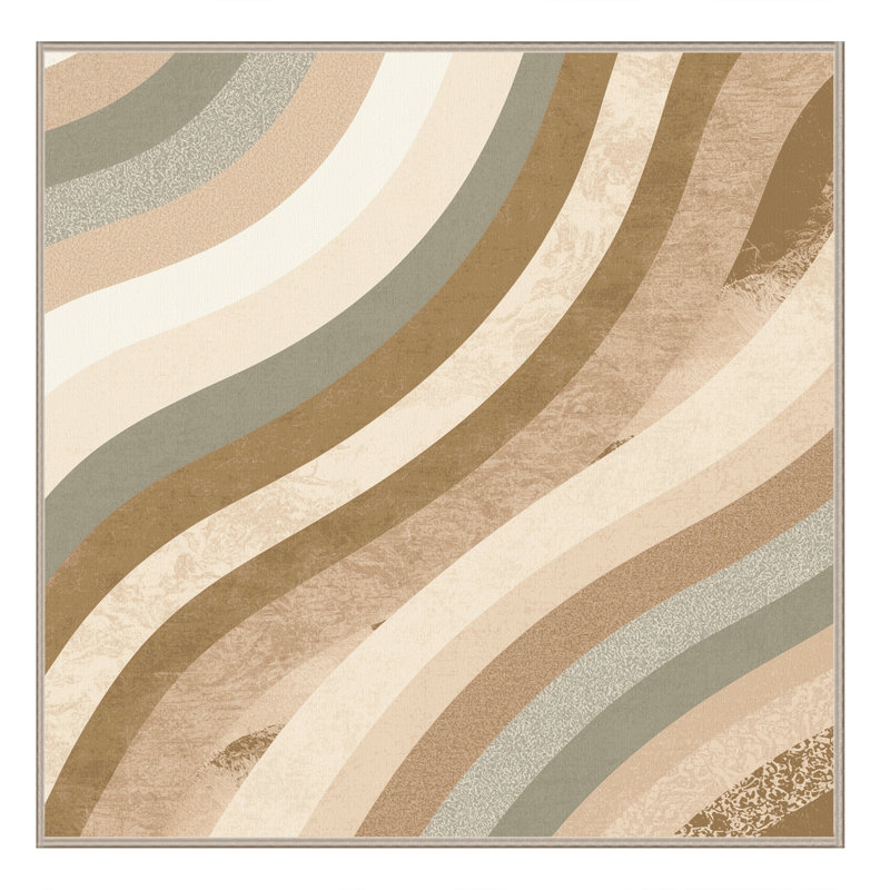 Tapis beige délavé à la machine Pacchiana, Carré 3 pi