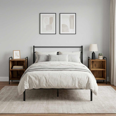 40 cm W Galvanised Steel Bedside Table