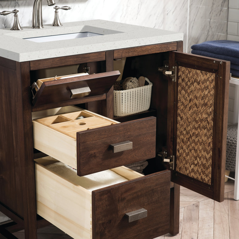 Addison 30'' W Single Vanity, Mid-Century Acacia, 8" Widespread, Lime Delight