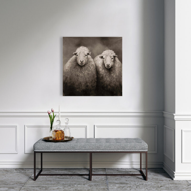 Toile de mouton sépia - Art animalier de ferme pour la décoration intérieure