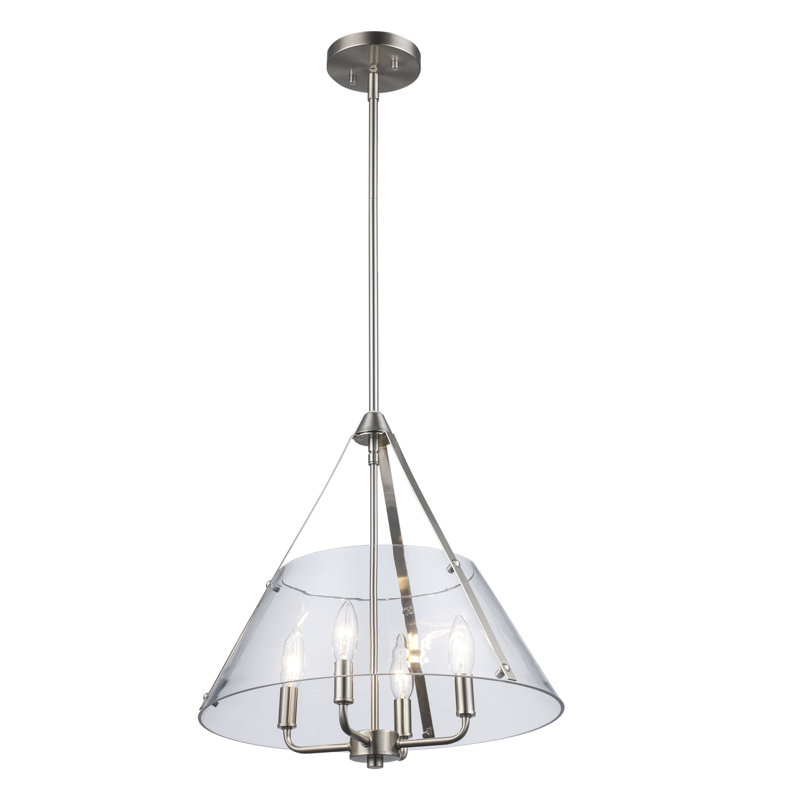 Waddells - Luminaire suspendu, Nickel brossé, H 12 po x l 20 po x P 20 po, 4
