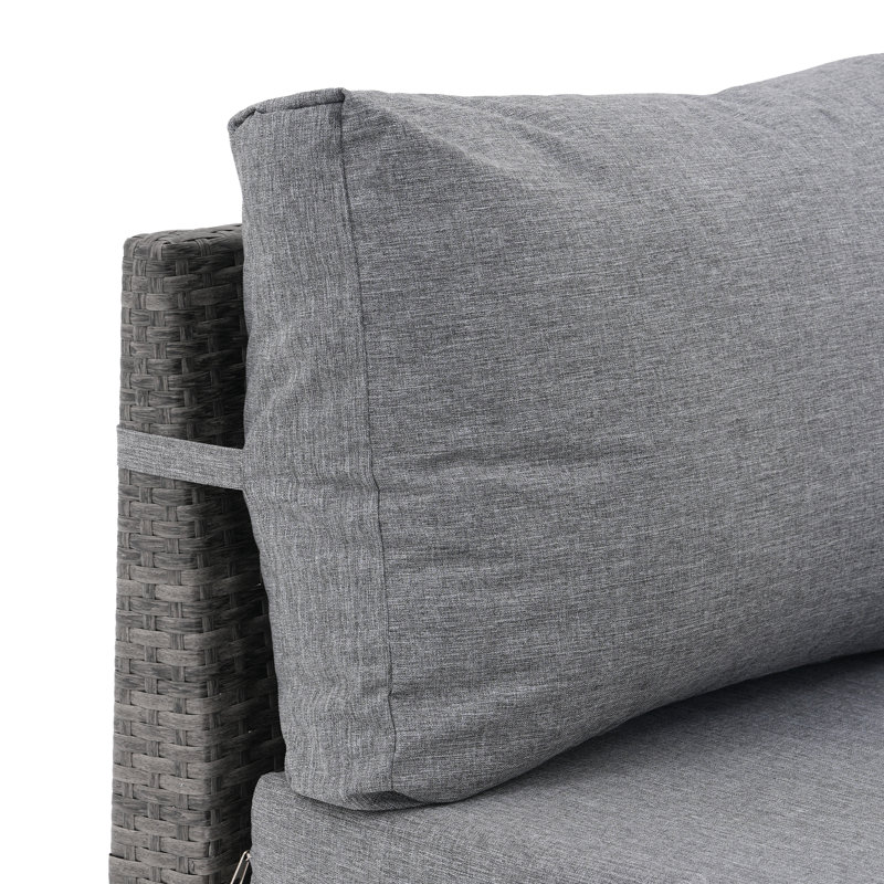 Ensemble de conversation en rotin pour 10 personnes avec coussins, Gris, Non