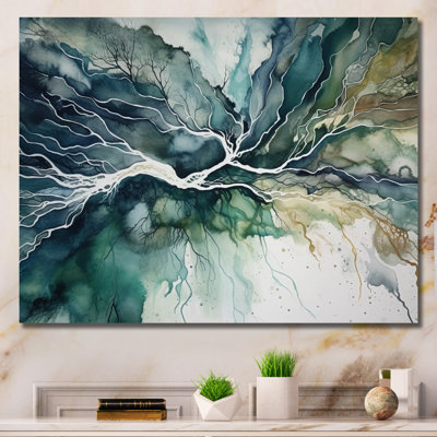 «Green Blue Marbré Dreamscape II», art mural géométrique abstrait