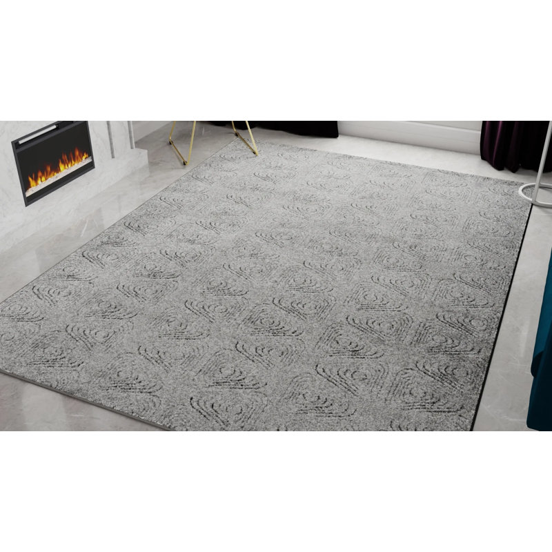 Tapis argenté N Peace, Rectangle 8 pi x 10 pi