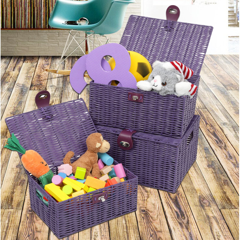 Symple Stuff Resin Decorative Basket, Purple