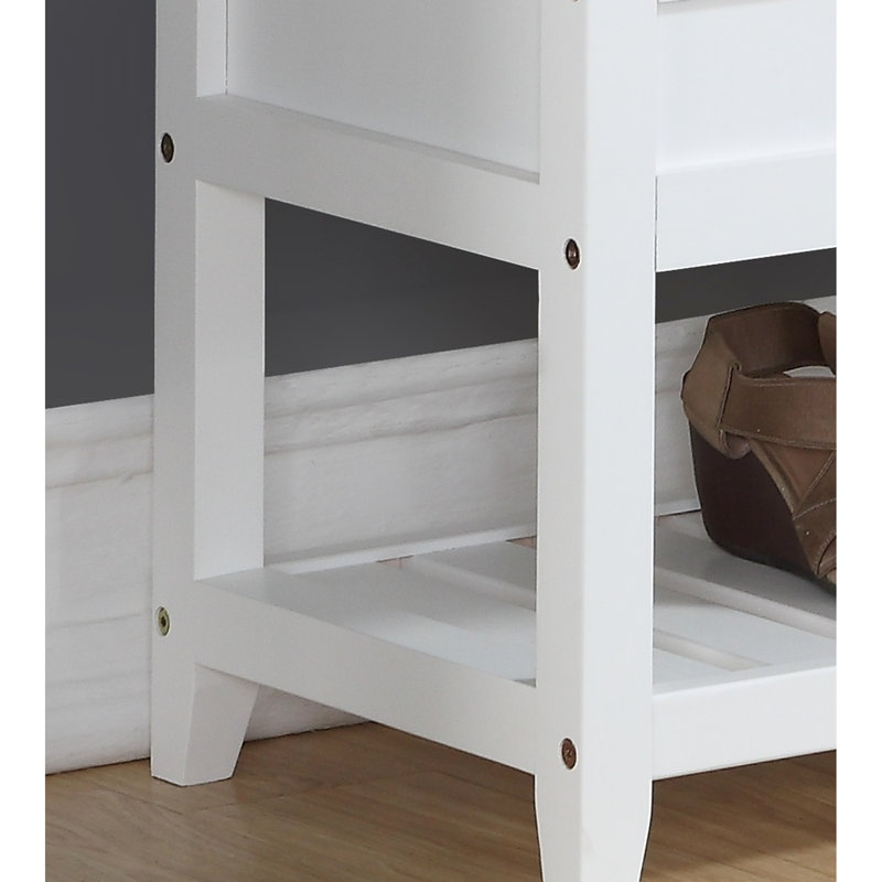 Bench With Shoe Storage In Pristine White - Elegant Look Compartment And Seat Practical Design, White, White