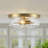 Bora Modern Flush Mount Ceiling Light With Clear And Green Textured Glass Shade-1675236105