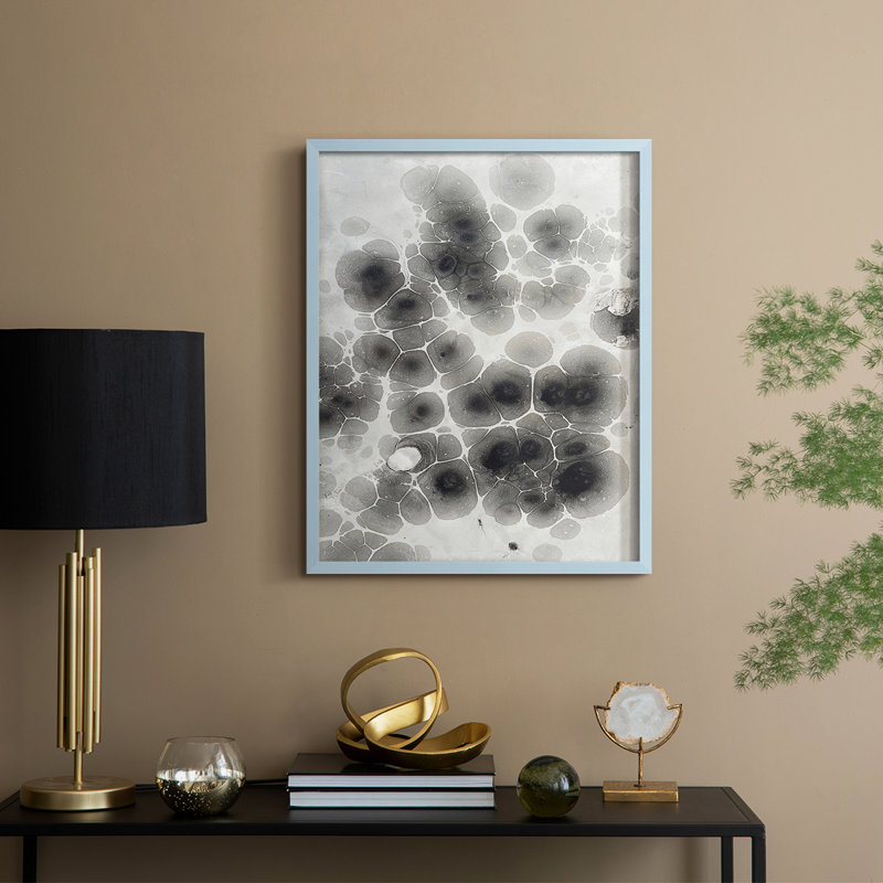 Reproduction encadrée Marbrant - bois massif, H 15 po x l 17 po, Bleu