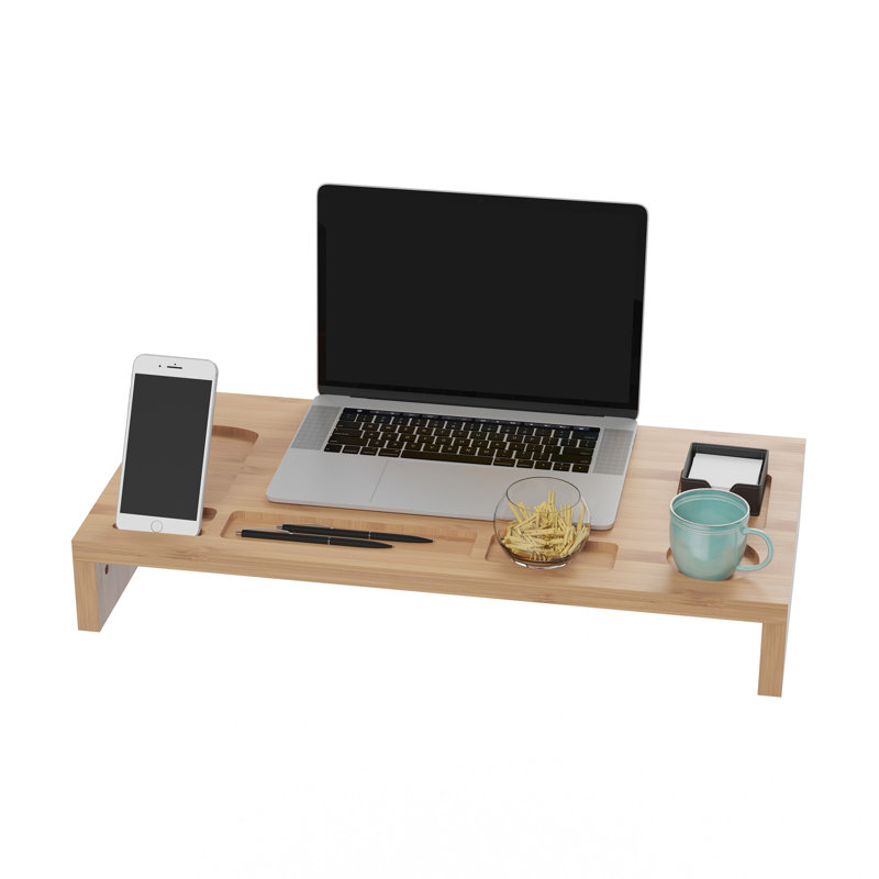Ryan 7-Compartment Monitor Stand - Eco-Friendly PC Shelf and Laptop Riser for Desk