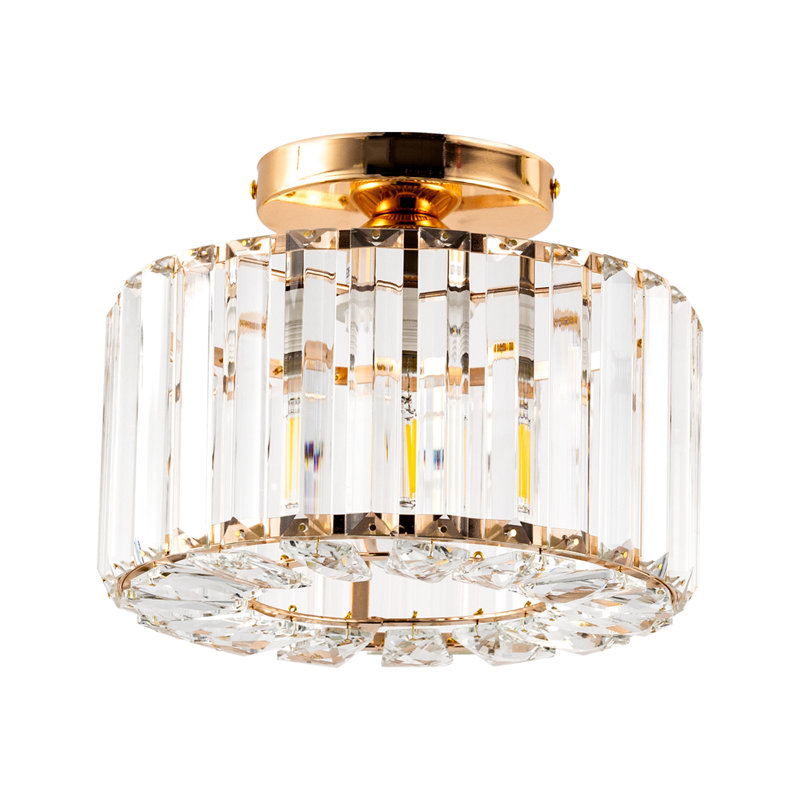 Nashra Cluster Semi Flush Mount Ceiling Light Fixtures with Clear Glass Shades, Gold
