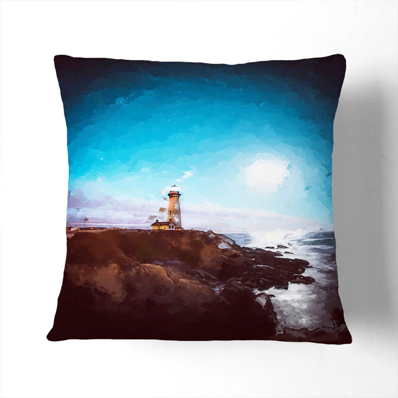 Pigeon Point Lighthouse Cushion with Filling, 55cm H x 55cm W x 20cm D, Stone