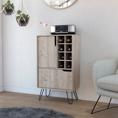 Armoire en L, huit porte-bouteilles encastrés, porte simple