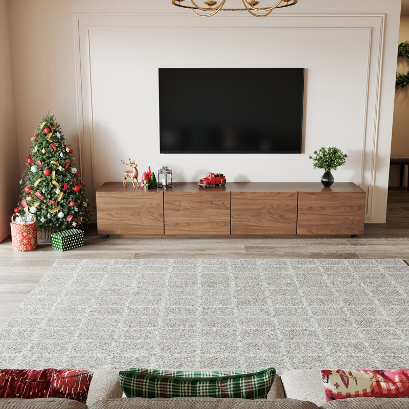 Modern 94.5 Inch TV Stand With 4 Storage Cabinets, 17.7” H x 94.5” L x 15.2” W