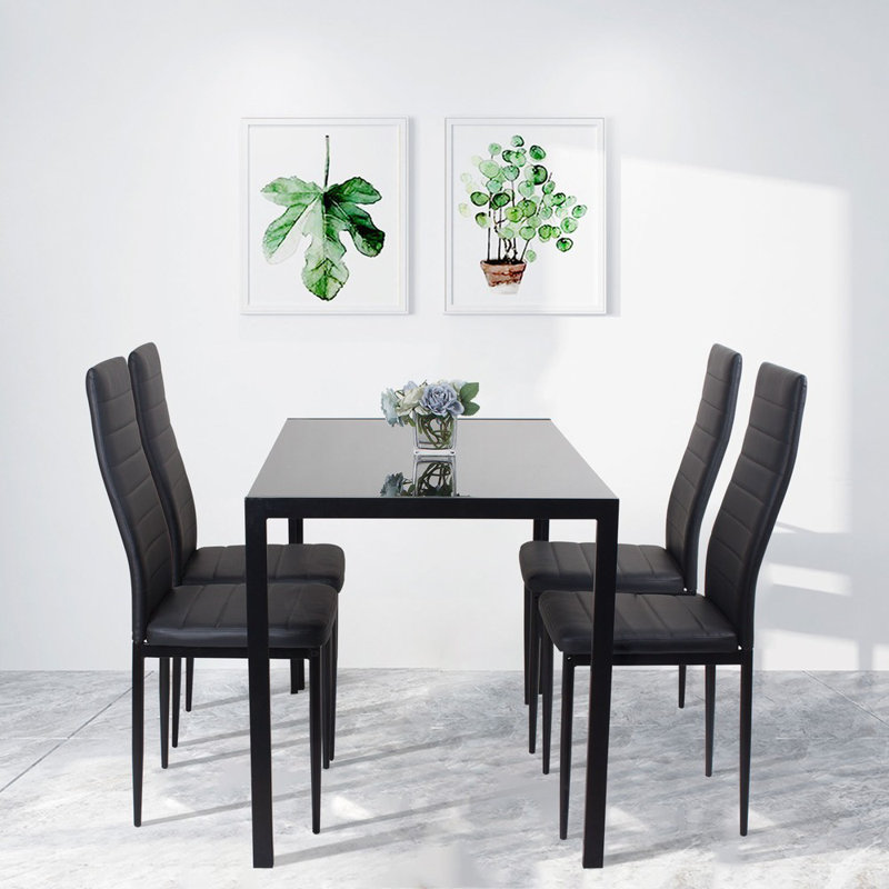 Rakestraw 4 - Person Dining Set, Black , Black