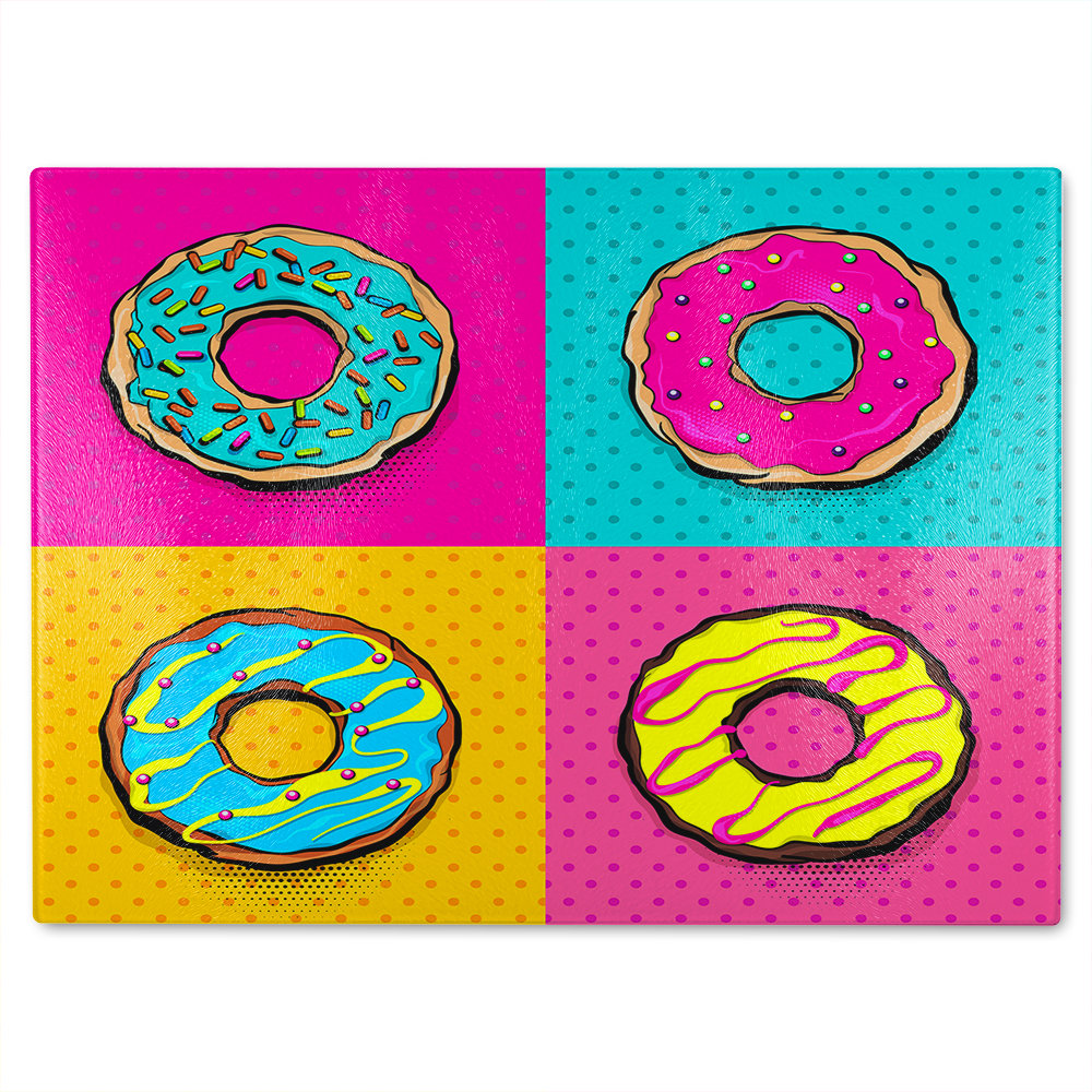 donut cartoon pop art style Designer Glass Chopping Board