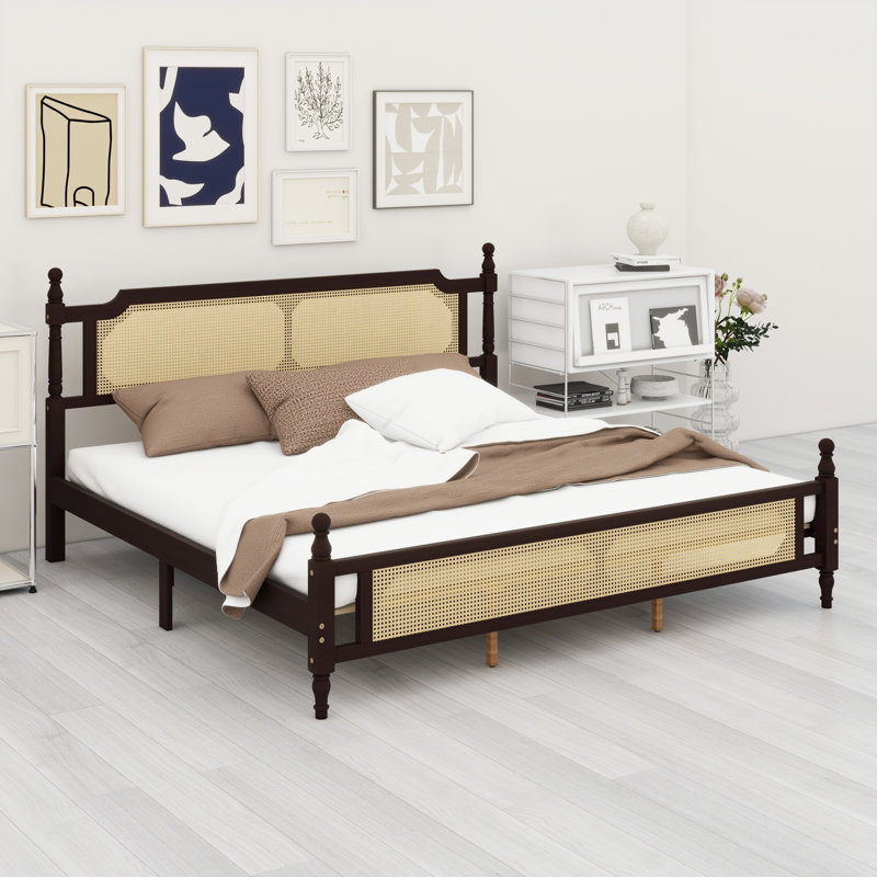 Tête de lit avec rangement sous le lit, Très grand lit, Espresso, MDF