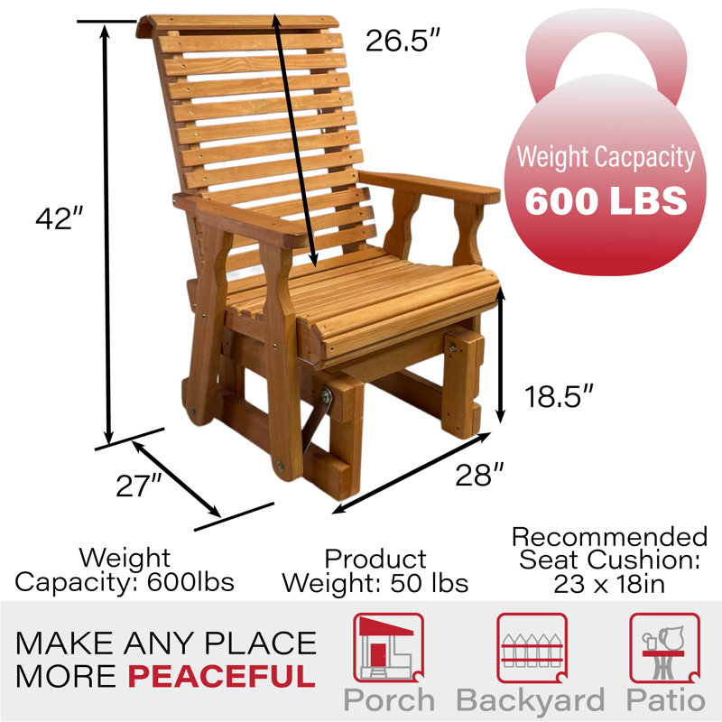 Fauteuil oscillant traité Amish Casual 600 lb, Teinture cèdre